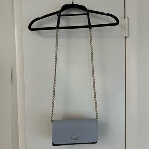 Kate Spade Light Blue Crossbody Bag with Silver Chain